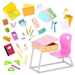 Our Generation Flying Colors School Desk & Supplies Accessory Set for 18" Dolls -Our Generation Doll Shop unnamed file 174
