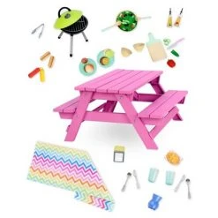 Our Generation Picnic Table Set with Play Food Accessories for 18" Dolls - Pink -Our Generation Doll Shop unnamed file 672