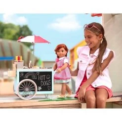 Our Generation Hot Dog Cart Accessory with Play Food for 18" Dolls - Retro Collection
